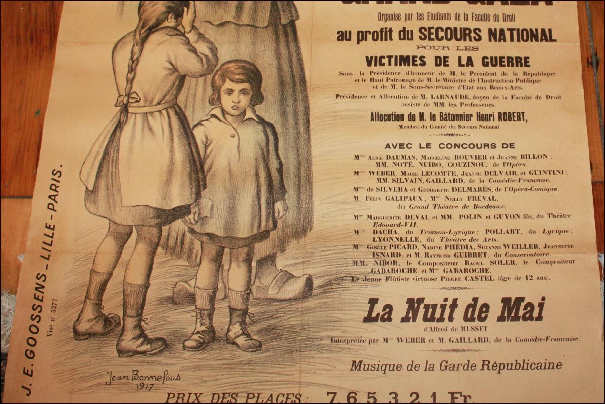French WWI Benefit Poster Palais Du Trocadero Grande Salle Fetes