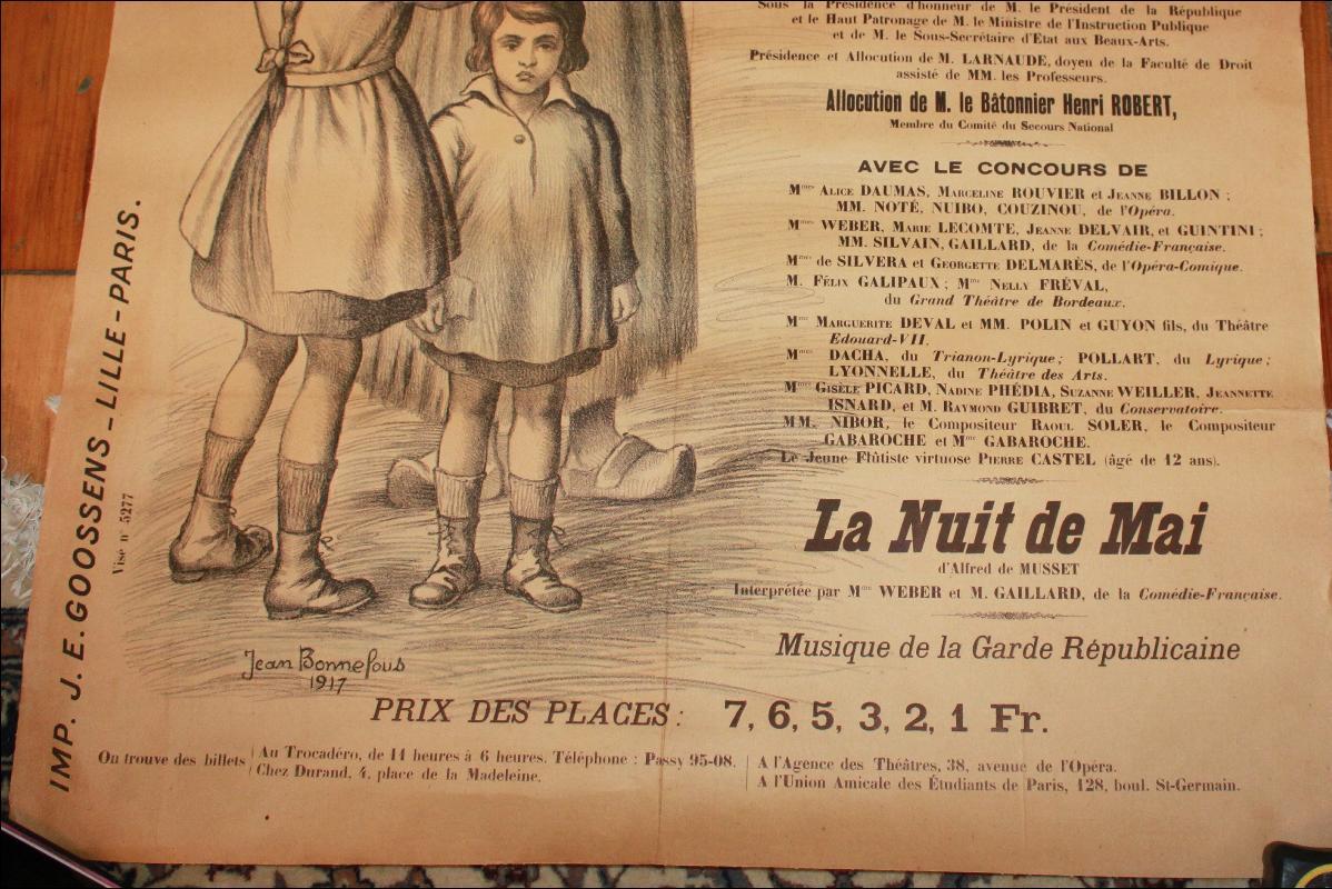 French WWI Benefit Poster Palais Du Trocadero Grande Salle Fetes