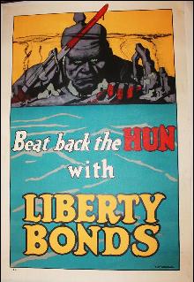 Beat Back the Huns With Liberty Bonds WWI Poster