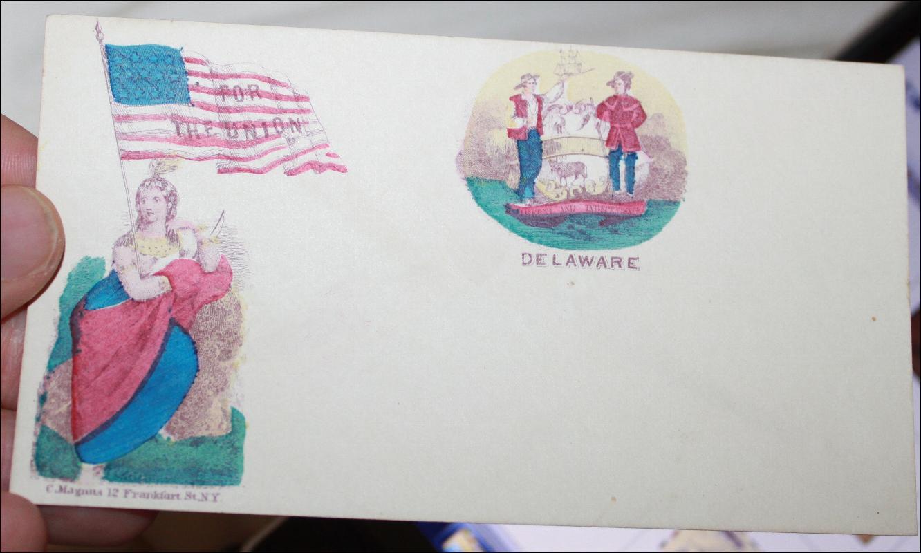 C. Magans Delaware for the Union Hand Colored Envelope with State Seal