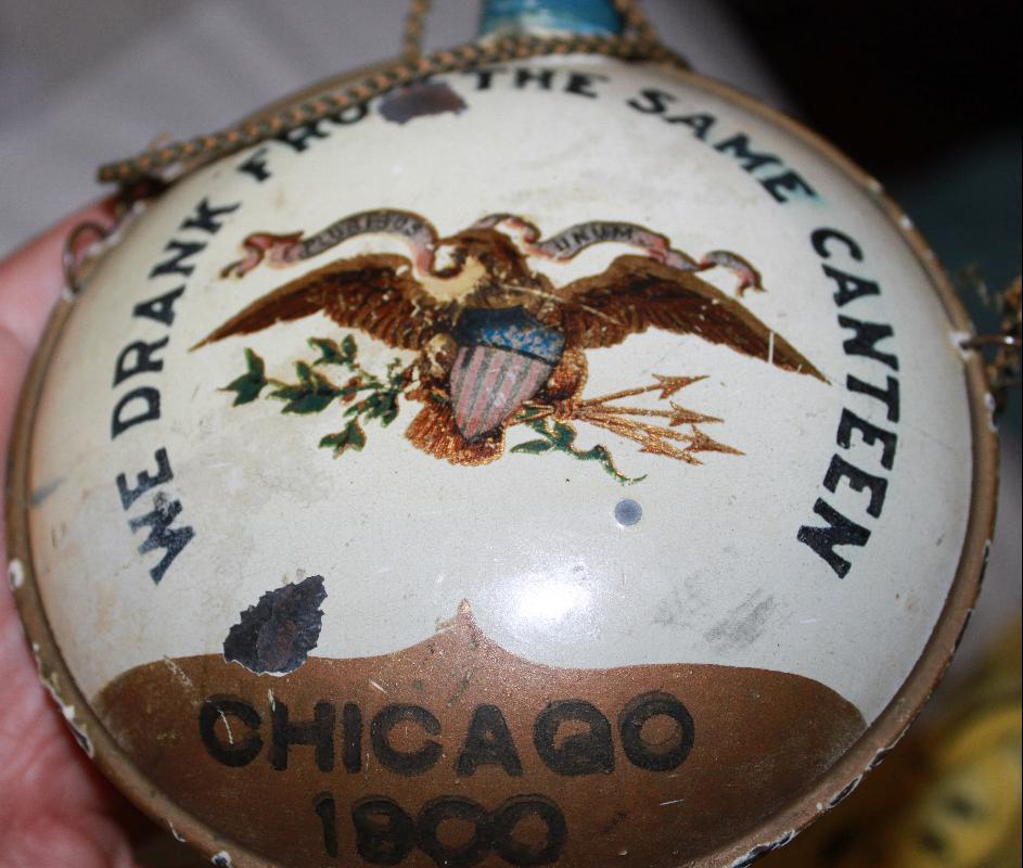 1900 GAR Encampment Canteen Tole with Eagle Chicago from Civil War Vetern