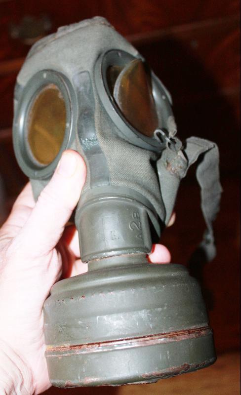 WWII German Gas Mask in Cannister 1944/3 with Soldiers name