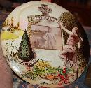 Mourning Circular Cellulose Placque for boy & his dog late 1800's RB Schiefner