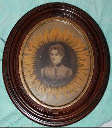 First Lady Francis Cleveland Tricora sunflower Corset Advertisementin frame