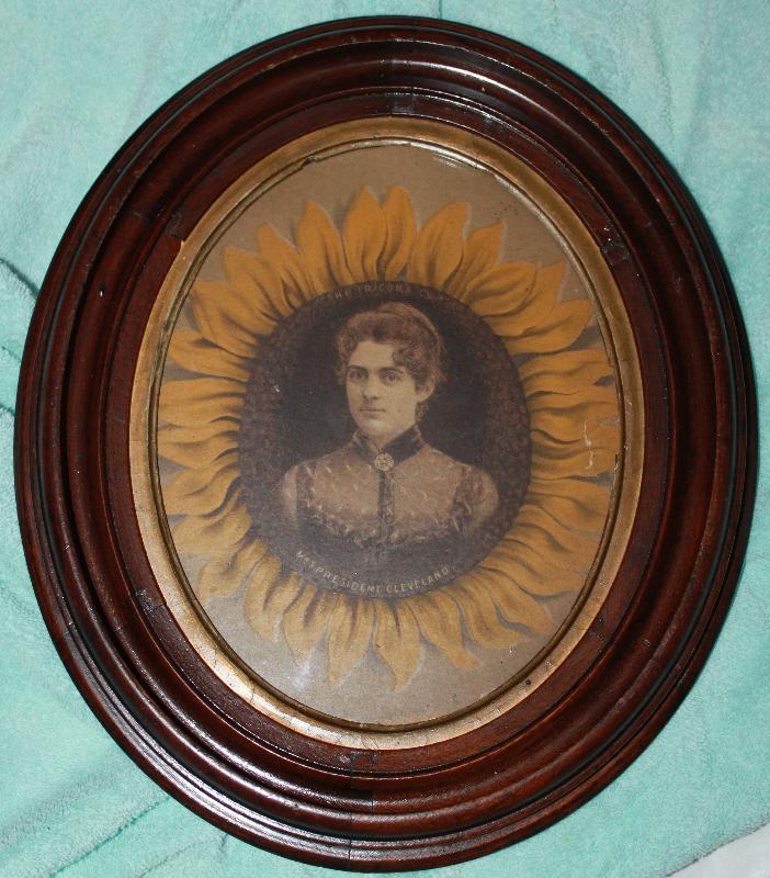 First Lady Francis Cleveland Tricora sunflower Corset Advertisementin frame