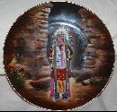 Hand Painted Tirschenreuth Indian Portrait Plate Grosby's Indian Store Manitou CO 1900