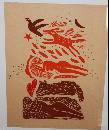 Sleeping Beauty Larson Dogs Asleep Woodblock Art Proof