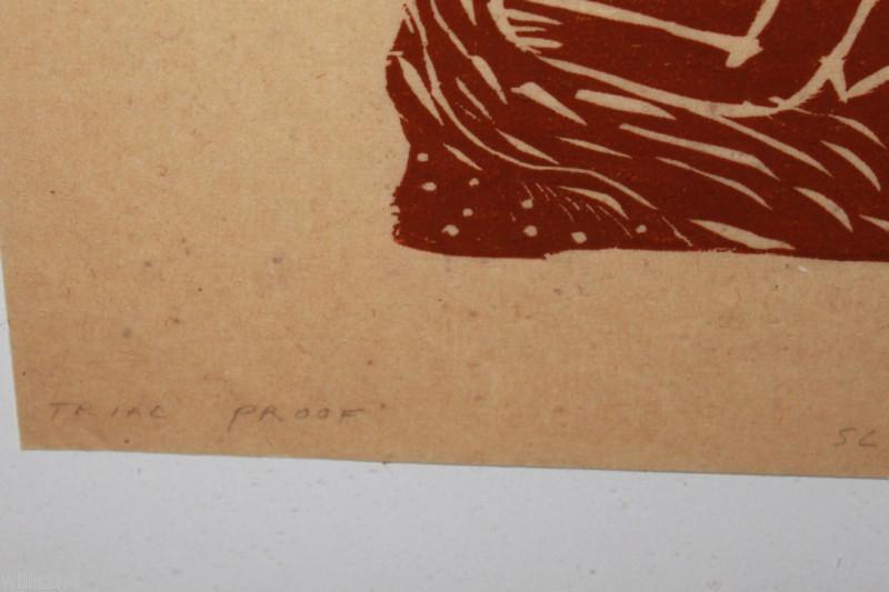 Sleeping Beauty Larson Dogs Asleep Woodblock Art Proof