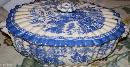 Copeland Willowware Blue White Soup Sauce Tureen 1800s Scalloped