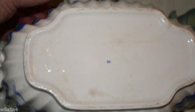 Copeland Willowware Blue White Soup Sauce Tureen 1800s Scalloped