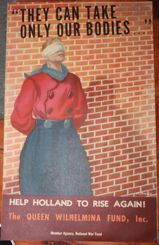 WWII Poster Hollan soldier blinfolded for firing squad