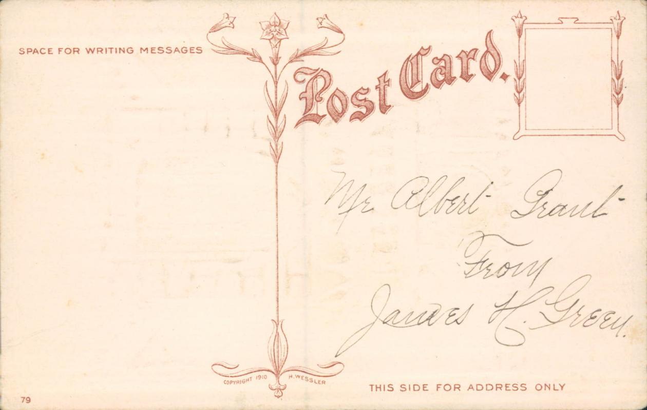 Christmas embossed postcard, H. Wessler, 1910