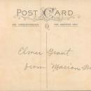 Vintage Christmas postcard, Santa with trumpet