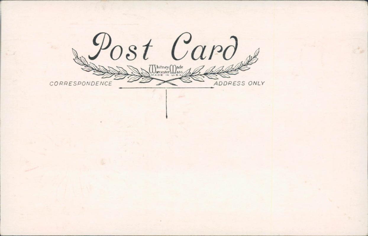 Vintage New Year postcard, clock and poinsettias, Whitney Made Worcester, Mass, unused