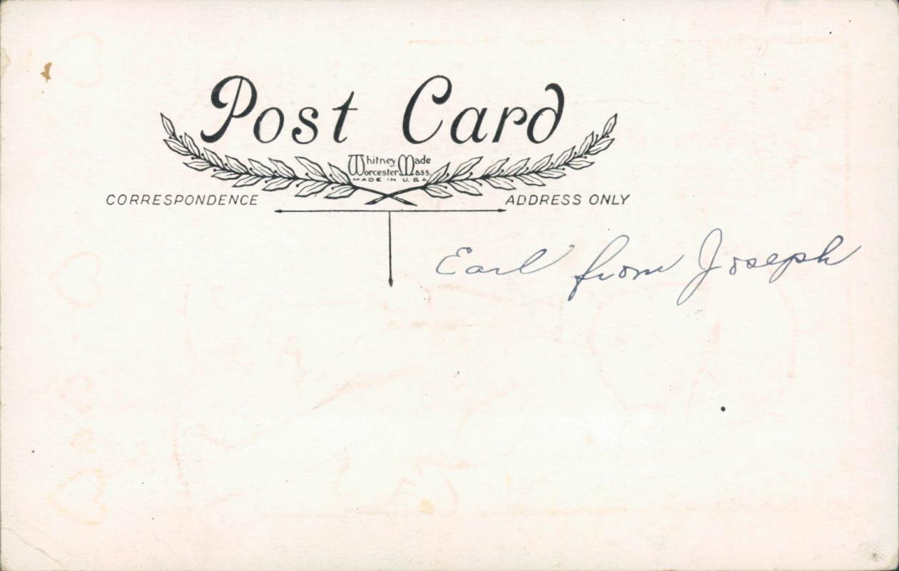 Vintage embossed Valentines postcard, little boy with candy and flowers, Whitney Made Worcester Mass