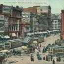 Vintage postcard, Indianapolis, Washington and Illinois stree, postmarked 1907