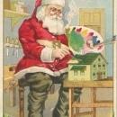 Vintage Christmas postcard, Santa painting, Stecher Lithograph Co.