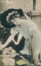 Vintage postcard, Real photo tinted lady, Papier Radium Brom