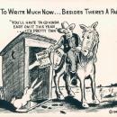 Vintage 1945 Petley cartoon postcard, no. 12, paper shortage