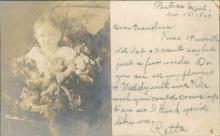 Vintage real personal photo postcard, 1907, baby