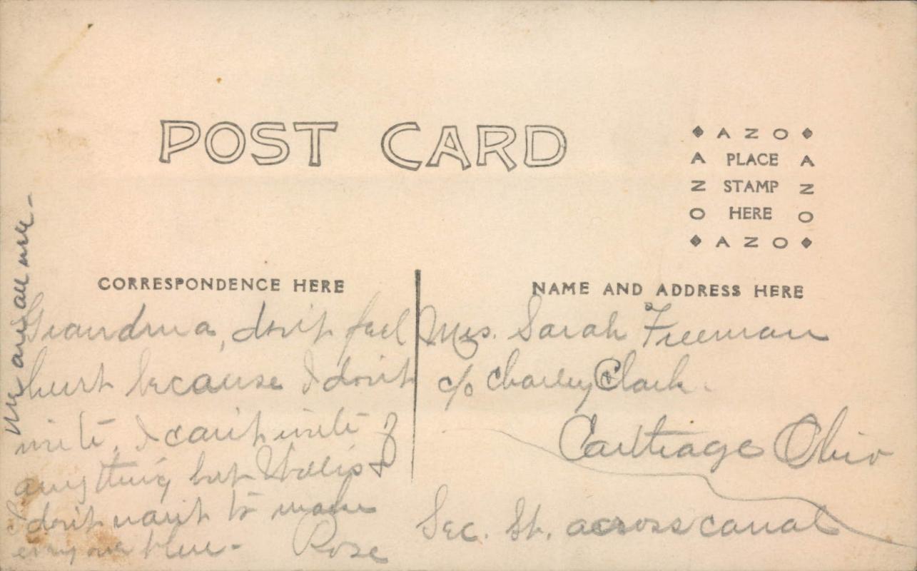 Vintage real personal photo postcard, 1907, baby