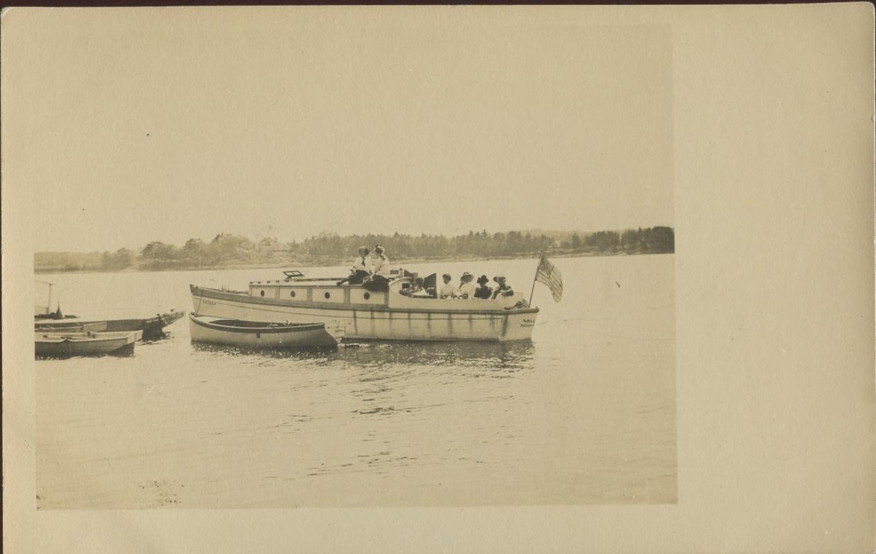 Baily Island ME Motor Yacht Photo Postcard with girls on boat