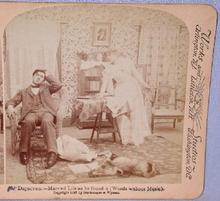 COMICAL STEREOVIEW - VICTORIAN COUPLE IN THE PARLOR