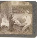 STEREOVIEW - CHILDREN AND A DOG