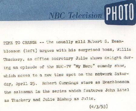 VINTAGE TELEVISION - BOB CUMMINGS PHOTO