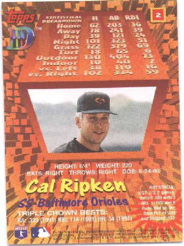 TOPPS 3D - CAL RIPKIN BASEBALL CARD