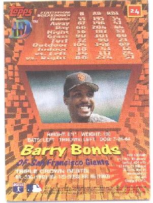 BARRY BONDS - 2002 MVP - 3D BASEBALL CARD!!