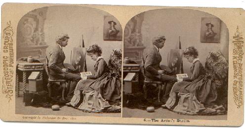 OLD STEREOVIEW - THE ARTIST'S STUDIO