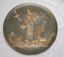 MADE IN UAR COPPER PLATTER WITH EGYPTIAN MOTIF