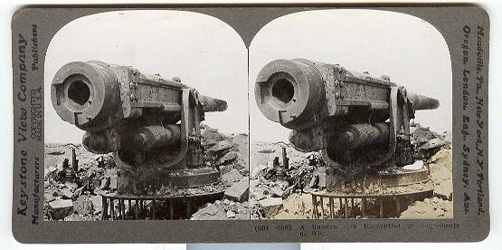 A RUSSIAN GUN DISMANTLED BY IMPLEMENTS OF WAR - STEREOVIEW