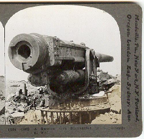 A RUSSIAN GUN DISMANTLED BY IMPLEMENTS OF WAR - STEREOVIEW