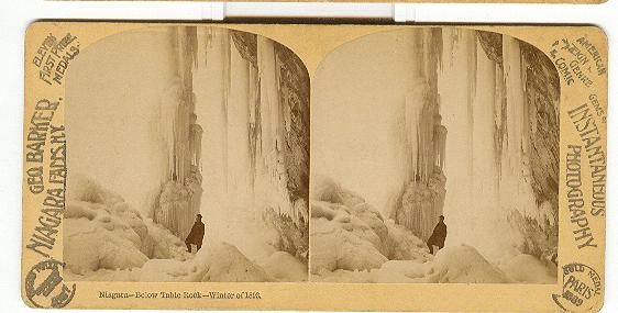 STEREOVIEW - NIAGARA, BELOW TABLE ROCK - WINTER OF 1893