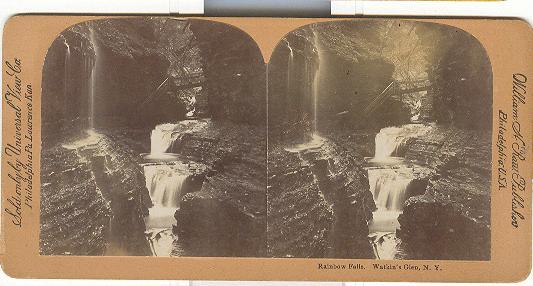 STEREOVIEW - RAINBOW FALLS. WATKIN'S GLEN, N.Y.