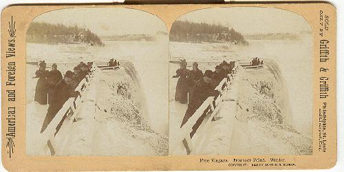 STEREOVIEW - FREE NIAGARA. PROSPECT POINT. WINTER