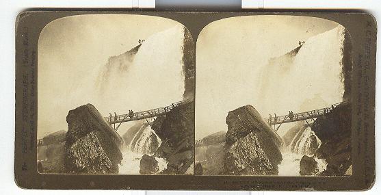 STEREOVIEW - ROCK OF AGES AND LUNA FALLS, NIAGARA FALLS, U.S.A.