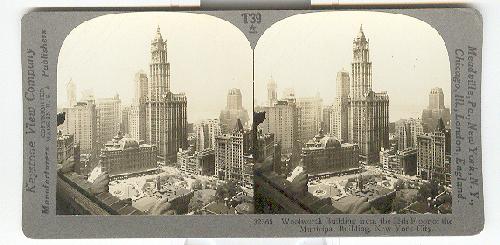 STEREOVIEW - Woolworth Building From the 25th Floor of the Municipal Building, New York City