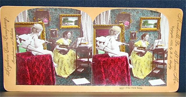 COLOR STEREOVIEW - PLAYING FOR CUPID