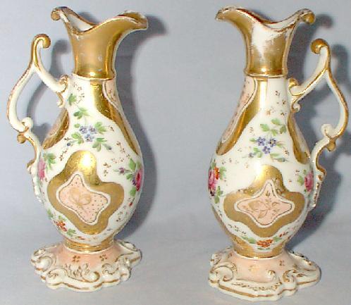 PAIR OF BEAUTIFUL HAND PAINTED OIL AND VINEGAR SET BELIEVED TO BE