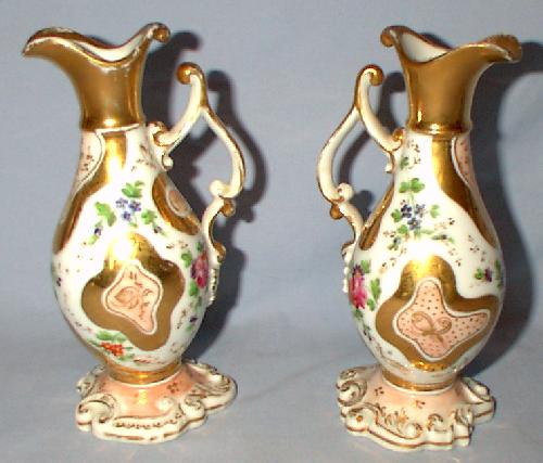 PAIR OF BEAUTIFUL HAND PAINTED OIL AND VINEGAR SET BELIEVED TO BE