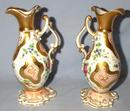 PAIR OF BEAUTIFUL HAND PAINTED OIL AND VINEGAR SET BELIEVED TO BE