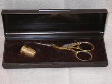GERMANY GOLD SCIZZORS AND THIMBLE IN CASE
