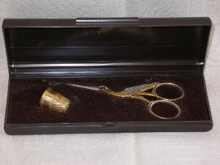 GERMANY GOLD SCIZZORS AND THIMBLE IN CASE