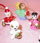 13 PAINTED WOOD ORNAMENTS FROM THE 1950'S FIVE MARKED JAPAN