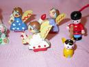 13 PAINTED WOOD ORNAMENTS FROM THE 1950'S FIVE MARKED JAPAN