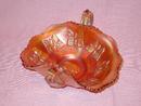 CARNIVAL GLASS DOUBLE HANDLE BUTTERFLY MOTIF DISH