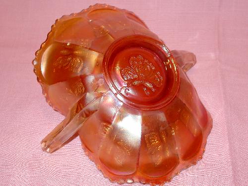 CARNIVAL GLASS DOUBLE HANDLE BUTTERFLY MOTIF DISH